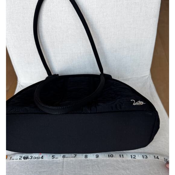 Vera Bradley Black Eloise Purse Handbag Quilted Green & White Floral Lining - Picture 14 of 14